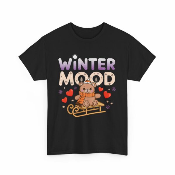 Winter Mood Cute Bear on Sled Funny Holiday Happy Season Design Unisex Heavy Cotton Tee