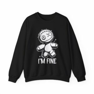 I'm Fine Voodoo Doll - Ragdoll Macabre Humor Gothic Design Unisex Unisex Heavy Blend™ Crewneck Sweatshirt
