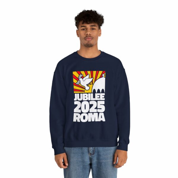 Jubilee 2025 Roma Vatican Peace Dove Red Yellow Sunrise Design Unisex Heavy Blend™ Crewneck Sweatshirt - Image 6