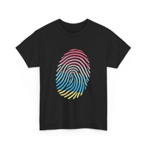 Gender Flux Pride Identity Fingerprint Design | LGBTQIA+ Visibility Art Unisex Heavy Cotton Tee
