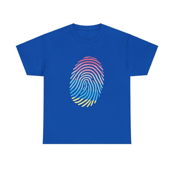 Gender Flux Pride Identity Fingerprint Design | LGBTQIA+ Visibility Art Unisex Heavy Cotton Tee - Image 9