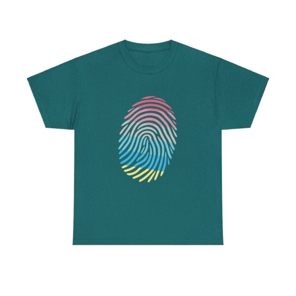 Gender Flux Pride Identity Fingerprint Design | LGBTQIA+ Visibility Art Unisex Heavy Cotton Tee - Image 7