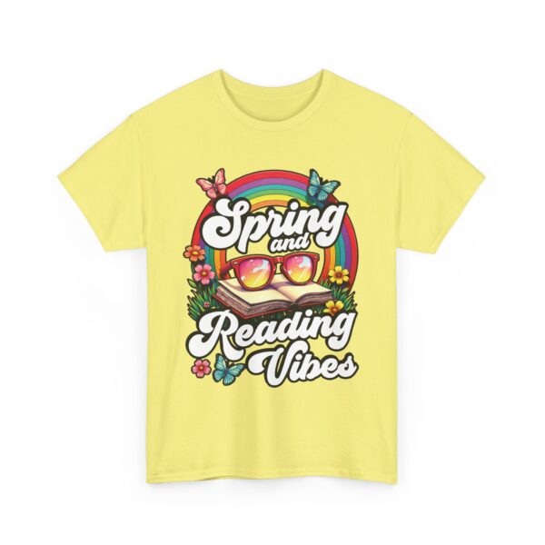 Spring Reading Vibes - Colorful Rainbow Book and Sunglasses, Flowers & Butterflies Unisex Heavy Cotton Tee - Image 18