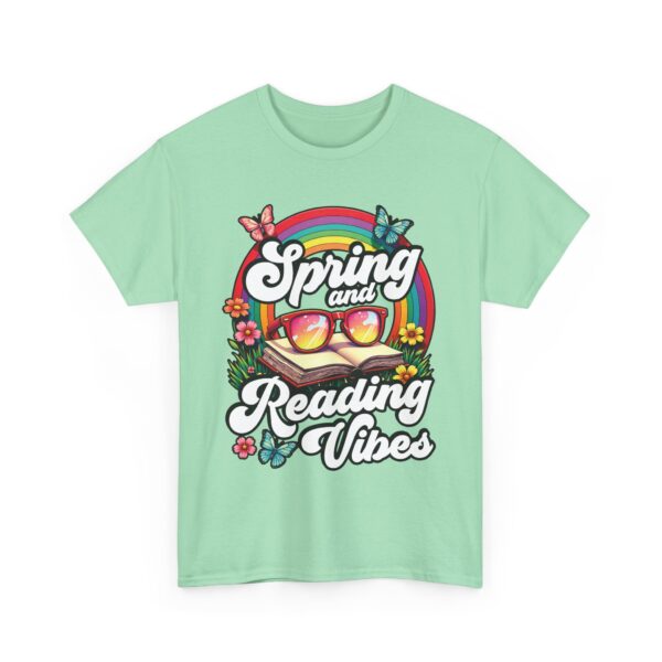 Spring Reading Vibes - Colorful Rainbow Book and Sunglasses, Flowers & Butterflies Unisex Heavy Cotton Tee - Image 20