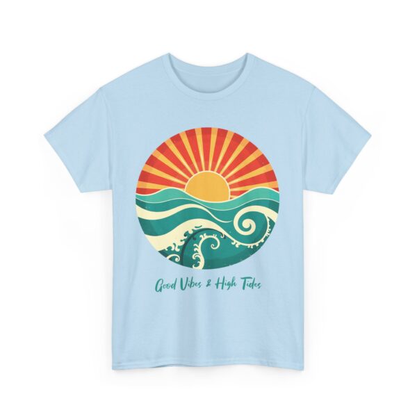 Good Vibes and High Tides Vintage Sun and Ocean Design Unisex Heavy Cotton Tee - Image 7