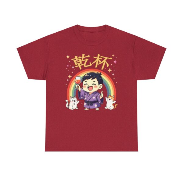 乾杯 KANPAI Traditional Japanese Cheers Kawaii cartoon style raibow cute cats and cool guy Unisex Heavy Cotton Tee - Image 21