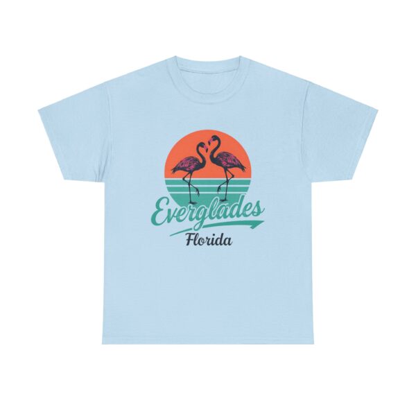 Everglades Florida Flamingo Vintage Striped Sunset Letter Art Design Unisex Heavy Cotton Tee - Image 11