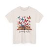 Learning to Fly: Artistic Book Illustration with Vibrant Butterflies and Creative Elegance Unisex Heavy Cotton Tee