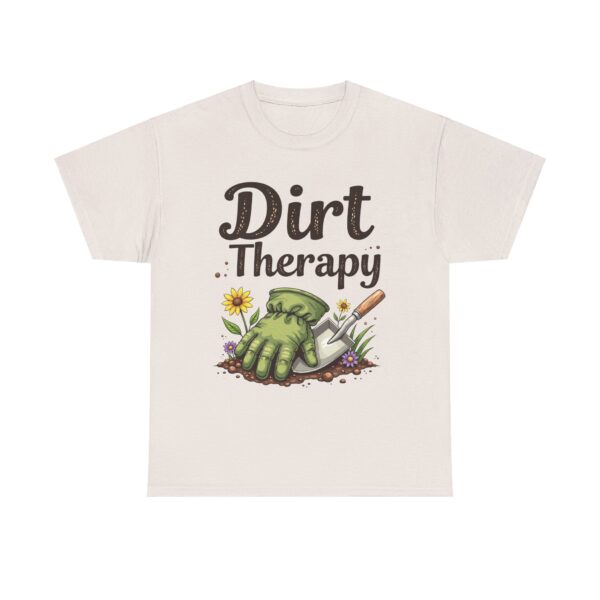 Dirt Therapy Gardening Design for Gardeners Vintage Distressed Art Unisex Heavy Cotton Tee - Image 2