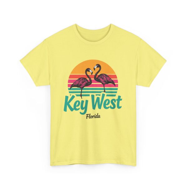 Florida Keys Key West Flamingo Striped Sunset Vintage letter art Unisex Heavy Cotton Tee - Image 10