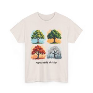 Time Tells Stories Tree Four Seasons Abstract Nature Art Tee Unisex Heavy Cotton Tee
