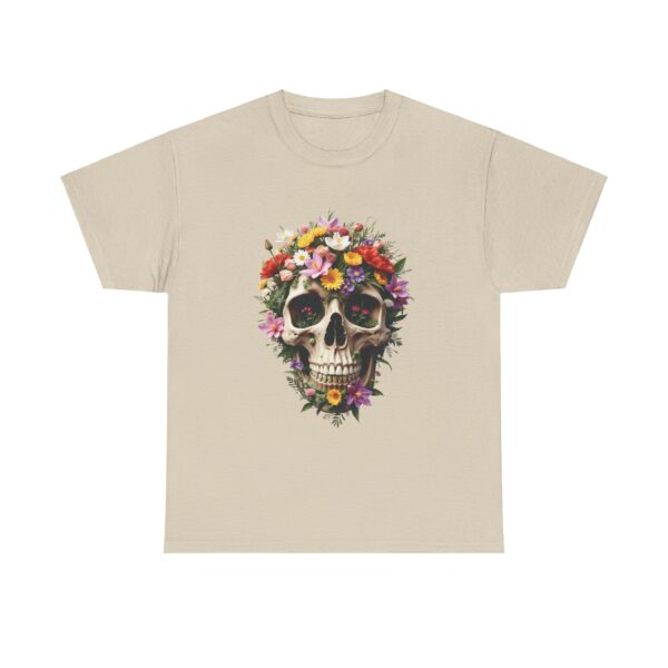 Aesthetic Floral Decorated Skull Gothic Art Design Unisex Heavy Cotton Tee - Image 2