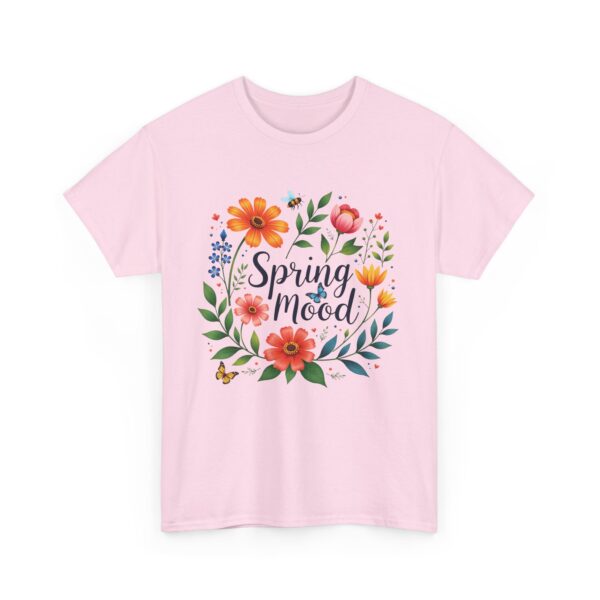 Spring Mood Cursive Lettering with Flowers, Bees, and Butterflies Vintage Gardening Design Unisex Heavy Cotton Tee - Image 7