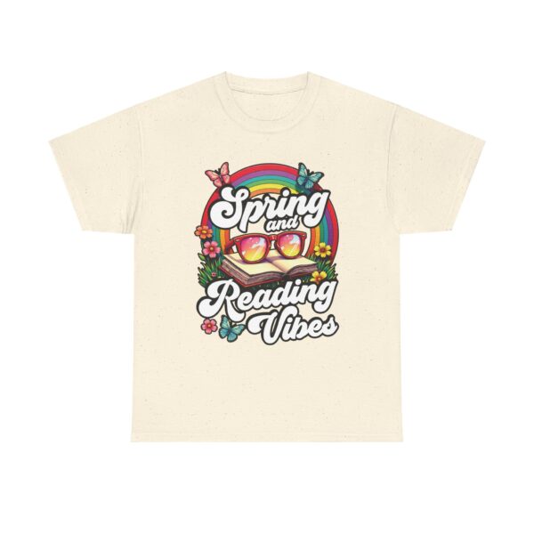 Spring Reading Vibes - Colorful Rainbow Book and Sunglasses, Flowers & Butterflies Unisex Heavy Cotton Tee - Image 15