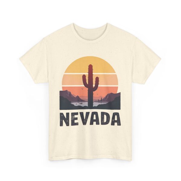 Nevada Saguaro Cactus Retro Sunset Panorama Design Unisex Heavy Cotton Tee