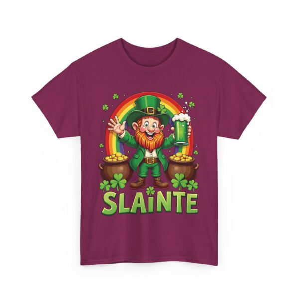 Happy Leprechaun St. Patrick's Day with Green Beer, Rainbow, and Gold Unisex Heavy Cotton Tee - Image 27