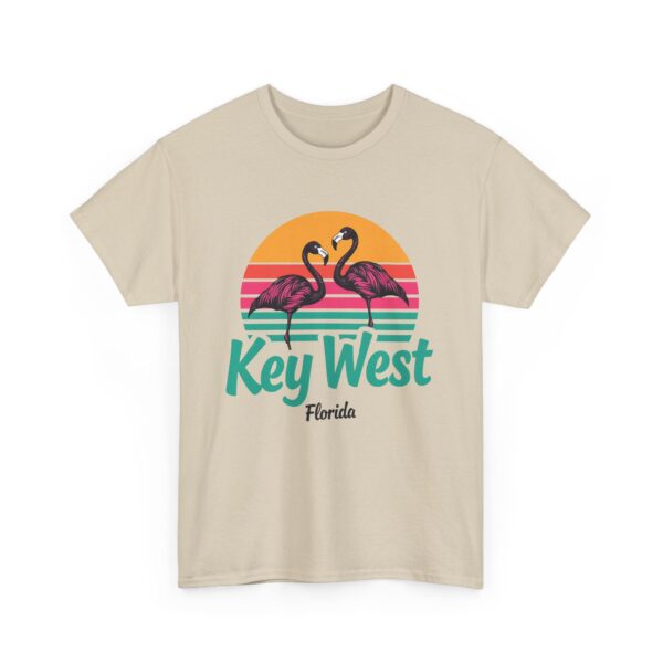 Florida Keys Key West Flamingo Striped Sunset Vintage letter art Unisex Heavy Cotton Tee - Image 6