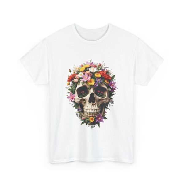 Aesthetic Floral Decorated Skull Gothic Art Design Unisex Heavy Cotton Tee - Image 6