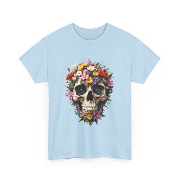 Aesthetic Floral Decorated Skull Gothic Art Design Unisex Heavy Cotton Tee - Image 12