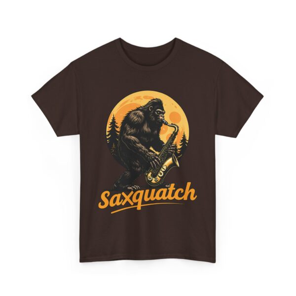Saxquatch - Funny Bigfoot playing Saxophone with full moon - Sasquatch meme Unisex Heavy Cotton Tee - Image 2