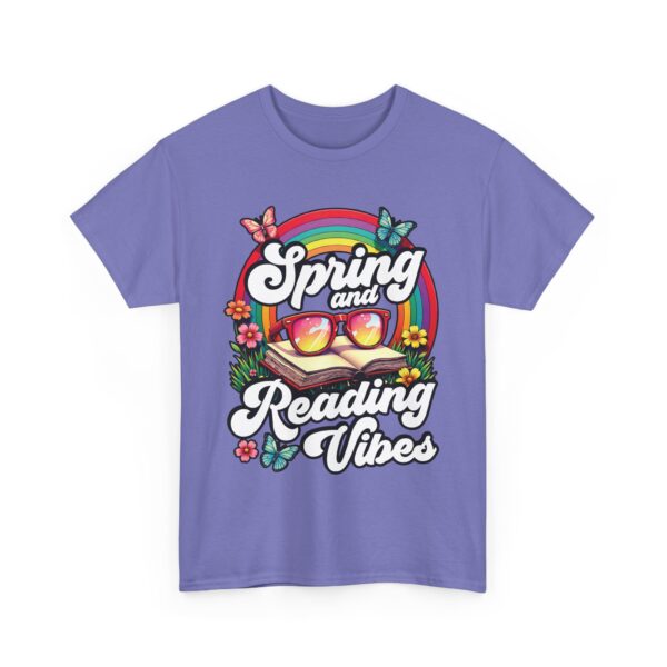 Spring Reading Vibes - Colorful Rainbow Book and Sunglasses, Flowers & Butterflies Unisex Heavy Cotton Tee - Image 24
