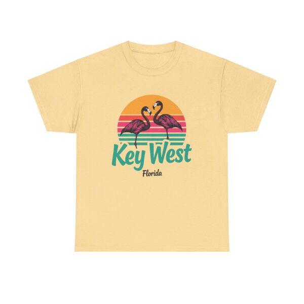 Florida Keys Key West Flamingo Striped Sunset Vintage letter art Unisex Heavy Cotton Tee - Image 7