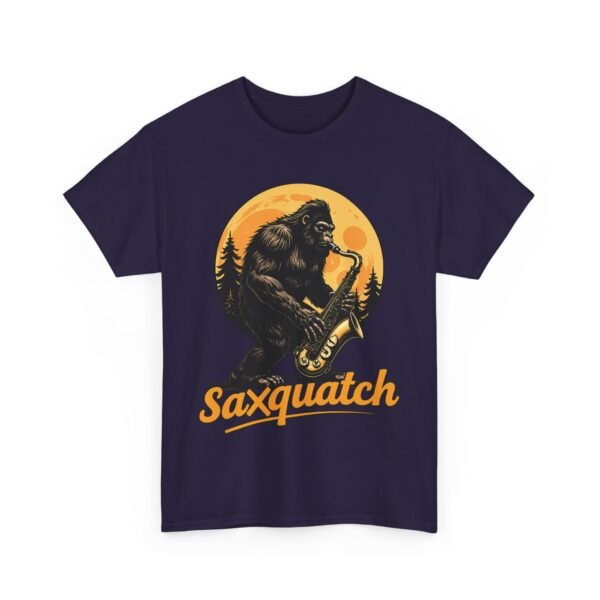 Saxquatch - Funny Bigfoot playing Saxophone with full moon - Sasquatch meme Unisex Heavy Cotton Tee - Image 6