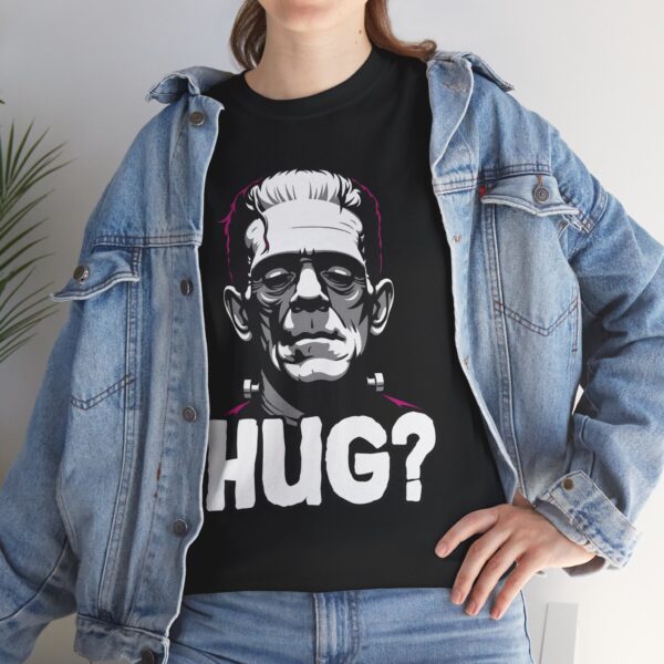 HUG this shy frankenstein monster? Sad Vibes in Magenta Style Unisex Heavy Cotton Tee - Image 2
