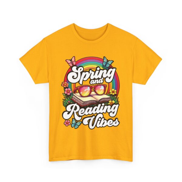 Spring Reading Vibes - Colorful Rainbow Book and Sunglasses, Flowers & Butterflies Unisex Heavy Cotton Tee - Image 14