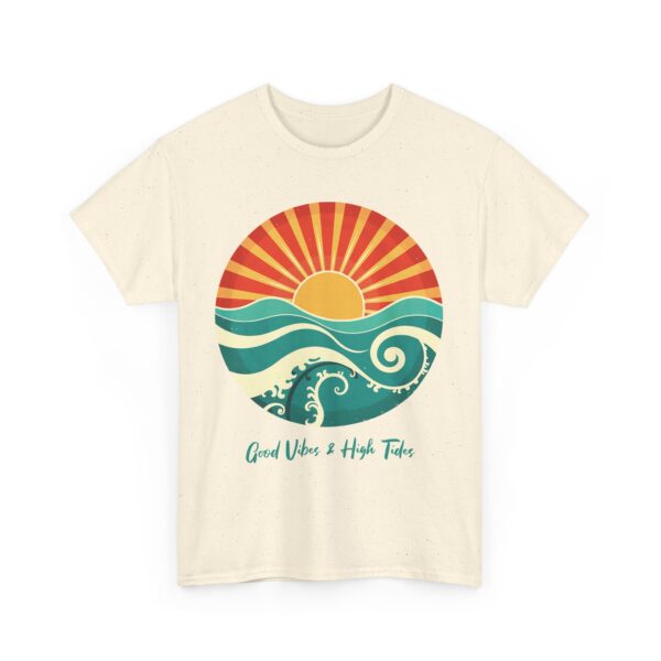Good Vibes and High Tides Vintage Sun and Ocean Design Unisex Heavy Cotton Tee - Image 5