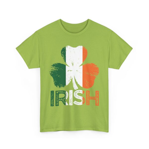 Distressed Shamrock Design Bold Irish Text Ireland Flag Design Unisex Heavy Cotton Tee - Image 2