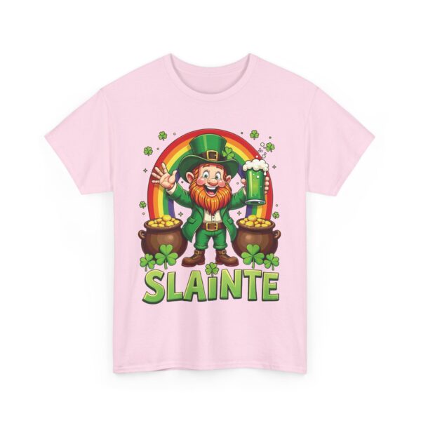 Happy Leprechaun St. Patrick's Day with Green Beer, Rainbow, and Gold Unisex Heavy Cotton Tee - Image 23