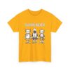 Cute Robot Army Trio: Bold 'SURRENDER' on Retro-Futuristic Black Unisex Heavy Cotton Tee - Image 4
