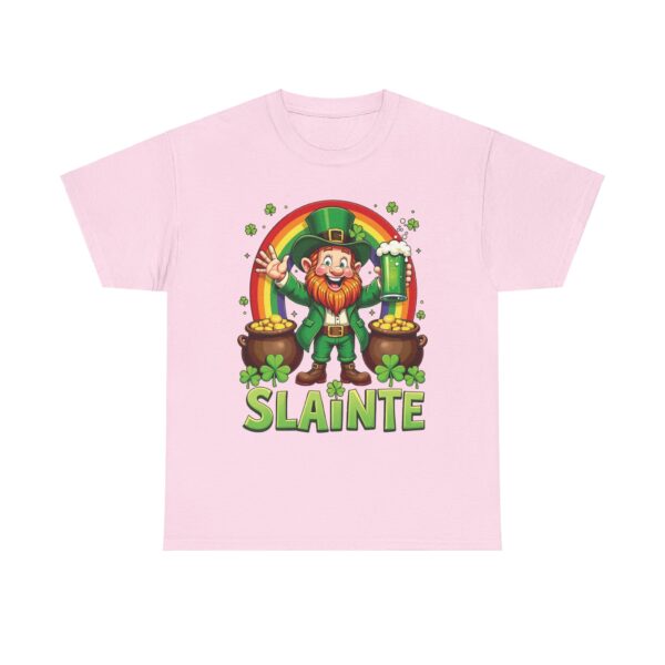 Happy Leprechaun St. Patrick's Day with Green Beer, Rainbow, and Gold Unisex Heavy Cotton Tee - Image 21