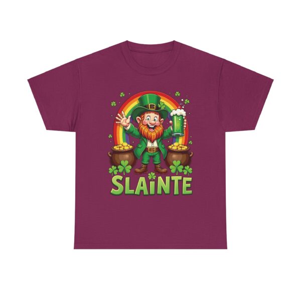 Happy Leprechaun St. Patrick's Day with Green Beer, Rainbow, and Gold Unisex Heavy Cotton Tee - Image 25