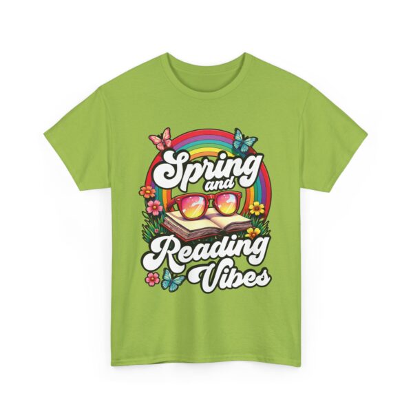 Spring Reading Vibes - Colorful Rainbow Book and Sunglasses, Flowers & Butterflies Unisex Heavy Cotton Tee - Image 6