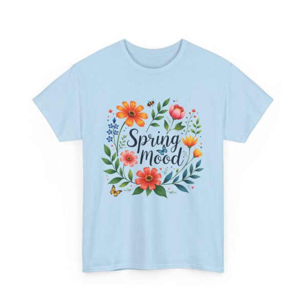 Spring Mood Cursive Lettering with Flowers, Bees, and Butterflies Vintage Gardening Design Unisex Heavy Cotton Tee - Image 6