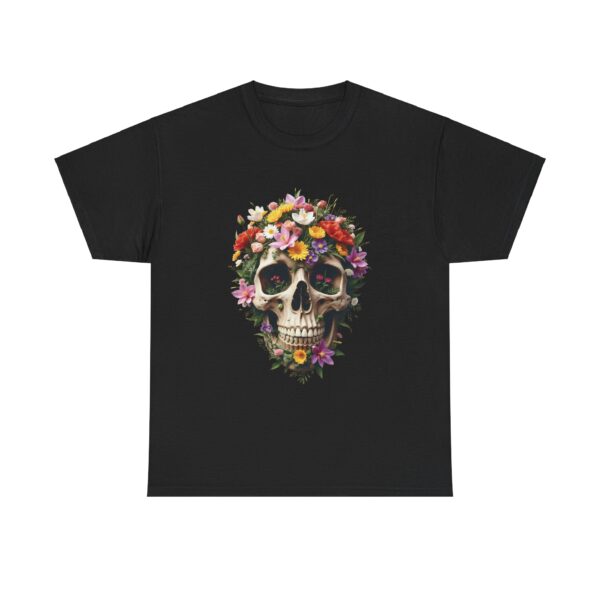 Aesthetic Floral Decorated Skull Gothic Art Design Unisex Heavy Cotton Tee - Image 15