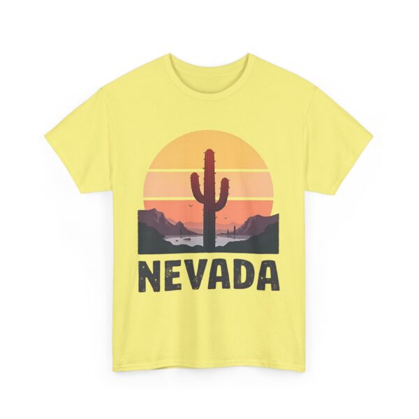 Nevada Saguaro Cactus Retro Sunset Panorama Design Unisex Heavy Cotton Tee - Image 5
