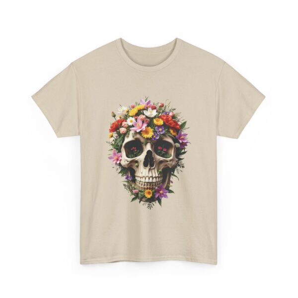 Aesthetic Floral Decorated Skull Gothic Art Design Unisex Heavy Cotton Tee