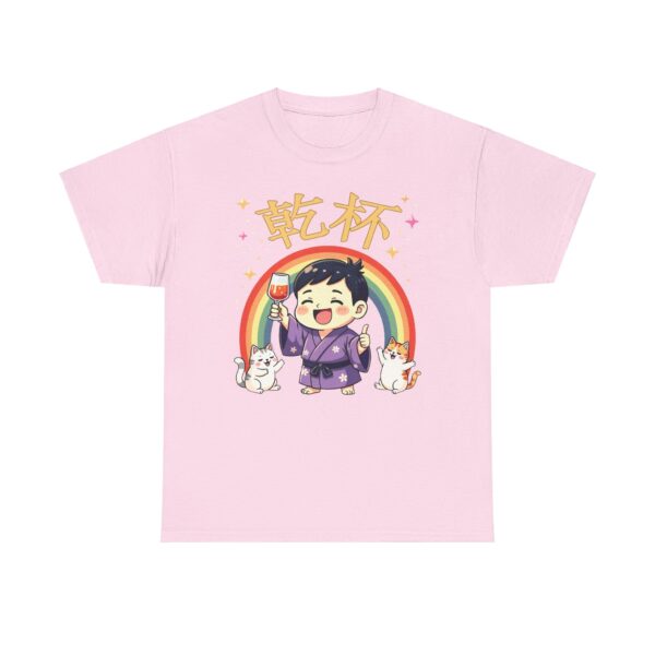 乾杯 KANPAI Traditional Japanese Cheers Kawaii cartoon style raibow cute cats and cool guy Unisex Heavy Cotton Tee - Image 19