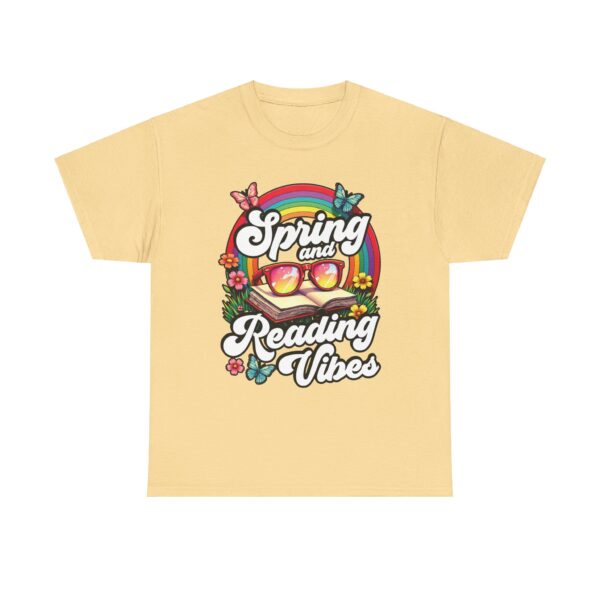 Spring Reading Vibes - Colorful Rainbow Book and Sunglasses, Flowers & Butterflies Unisex Heavy Cotton Tee - Image 11