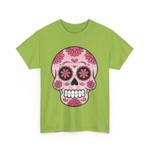 Stylish Magenta Pink Sugar Skull Design - Dia de los Muertos Art Unisex Heavy Cotton Tee