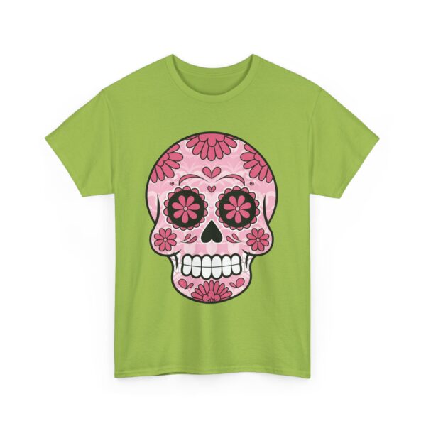 Stylish Magenta Pink Sugar Skull Design - Dia de los Muertos Art Unisex Heavy Cotton Tee
