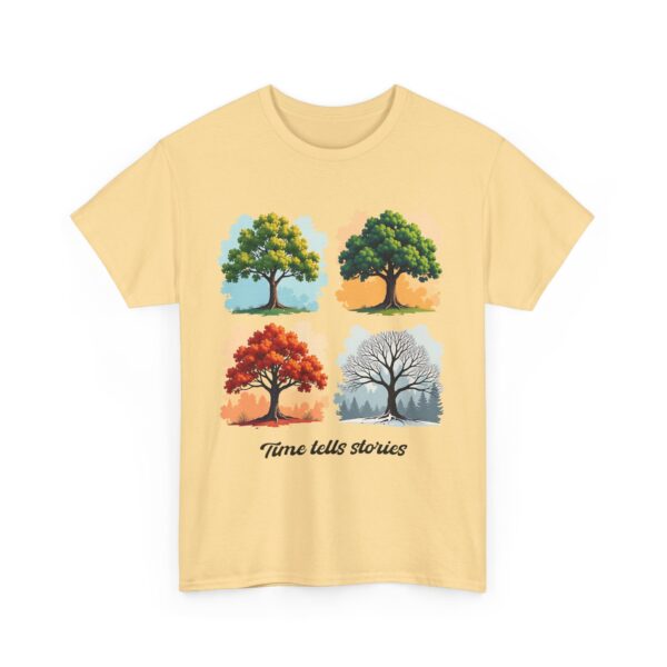 Time Tells Stories Tree Four Seasons Abstract Nature Art Tee Unisex Heavy Cotton Tee - Image 8