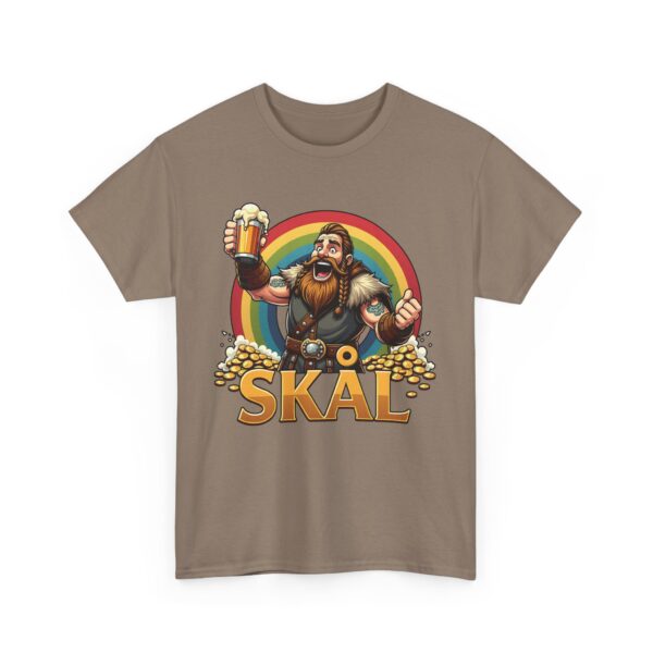 Skal Viking Design with Rainbow and Treasure | Norse Mythology Cute Cartoon Art Unisex Heavy Cotton Tee - Image 4