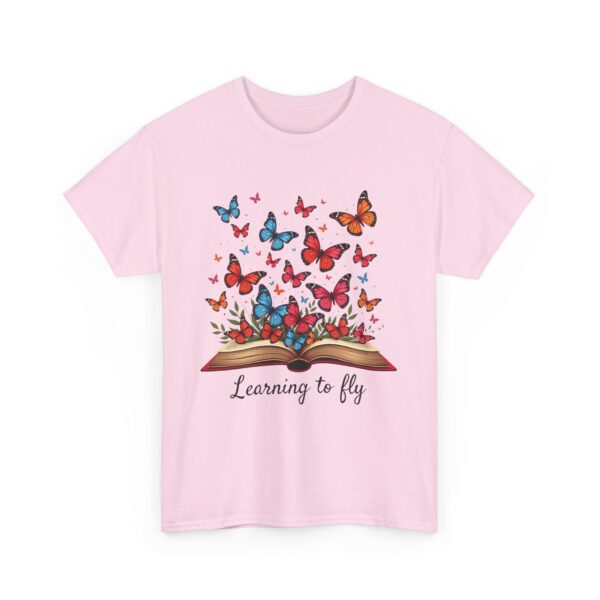 Learning to Fly: Artistic Book Illustration with Vibrant Butterflies and Creative Elegance Unisex Heavy Cotton Tee - Image 8