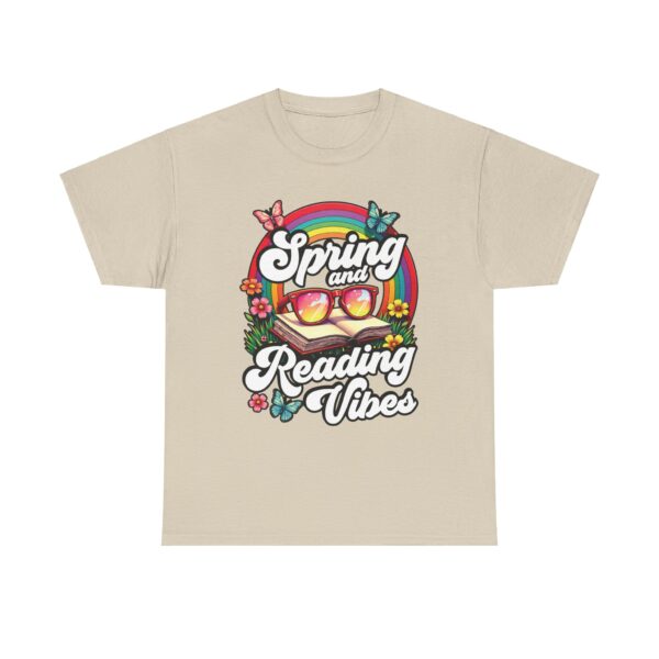 Spring Reading Vibes - Colorful Rainbow Book and Sunglasses, Flowers & Butterflies Unisex Heavy Cotton Tee - Image 9