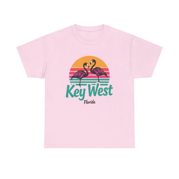 Florida Keys Key West Flamingo Striped Sunset Vintage letter art Unisex Heavy Cotton Tee - Image 13