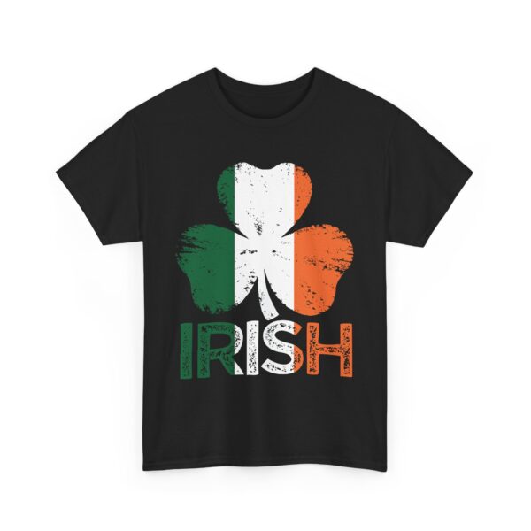 Distressed Shamrock Design Bold Irish Text Ireland Flag Design Unisex Heavy Cotton Tee - Image 3